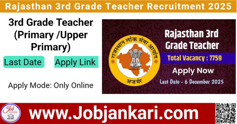 Rajasthan 3rd Grade Teacher Recruitment 2025 Rajasthan 3rd Grade Teacher Recruitment 2025