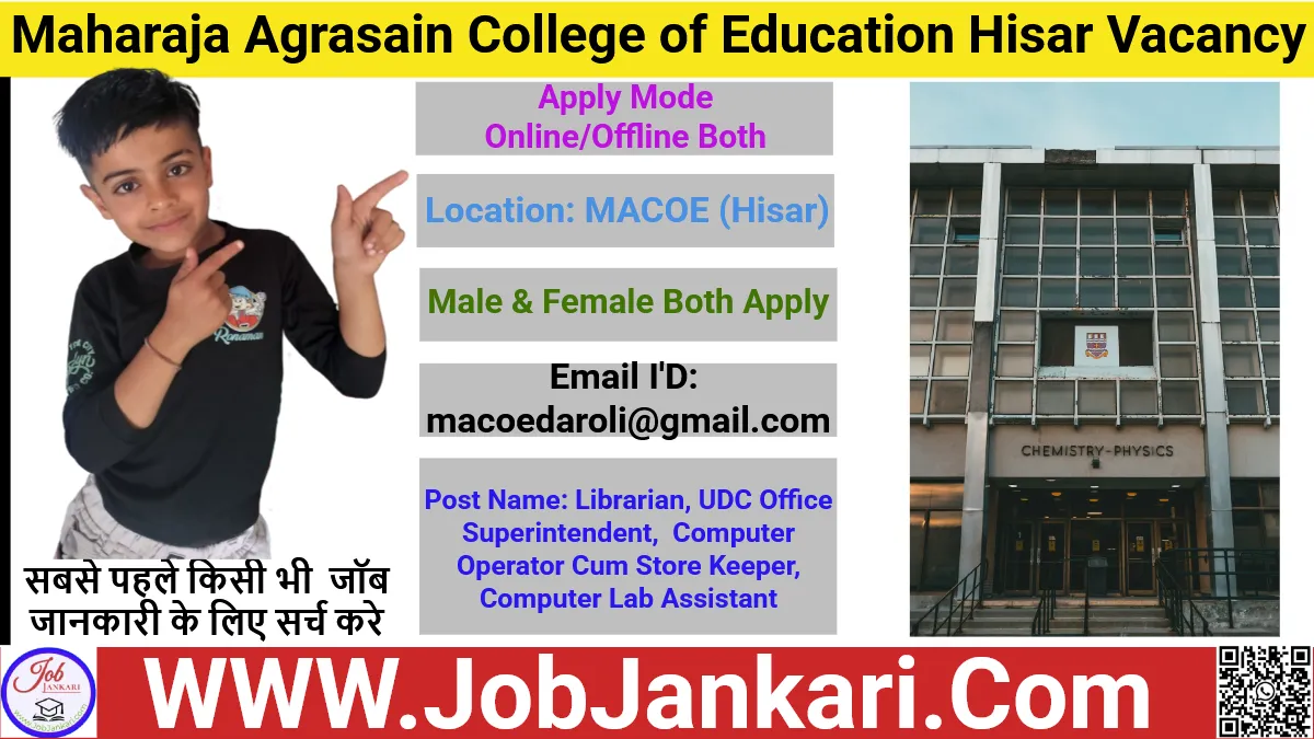 Maharaja Agrasain College of Education Hisar Vacancy