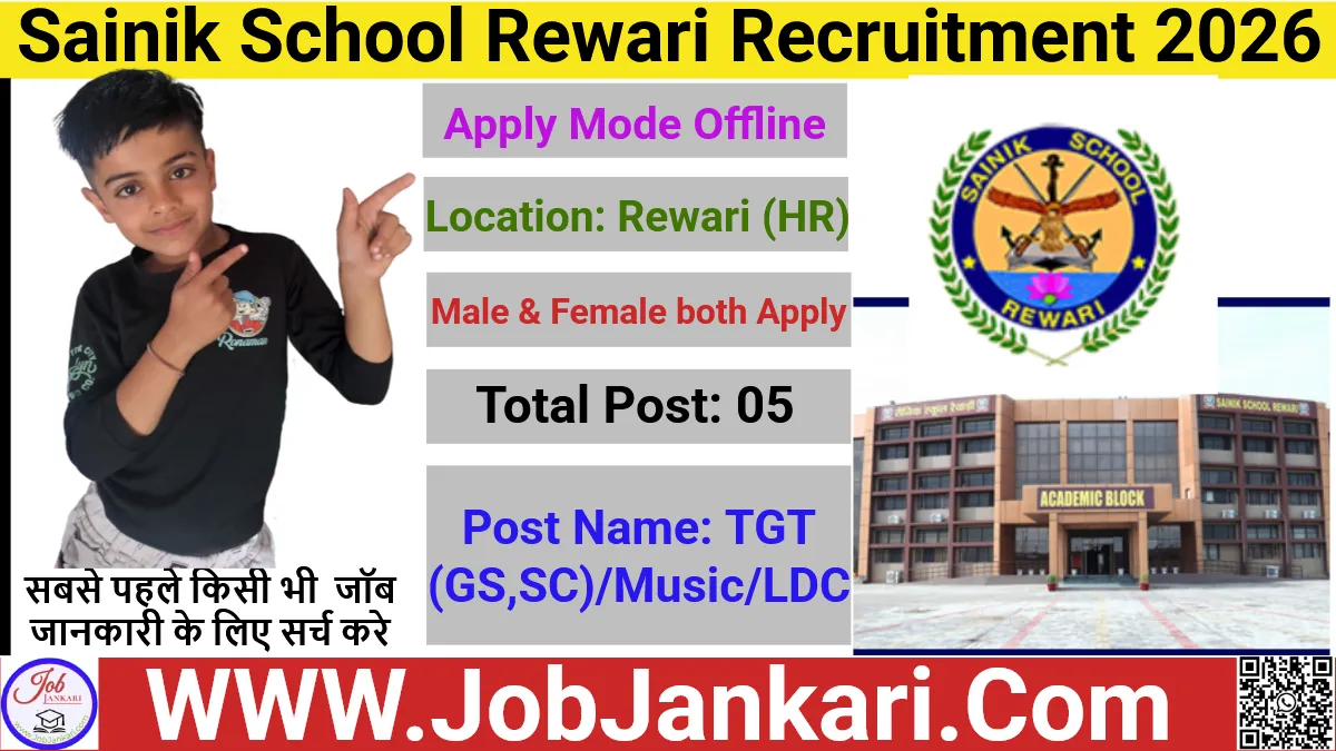 Sainik School Rewari Recruitment 2026